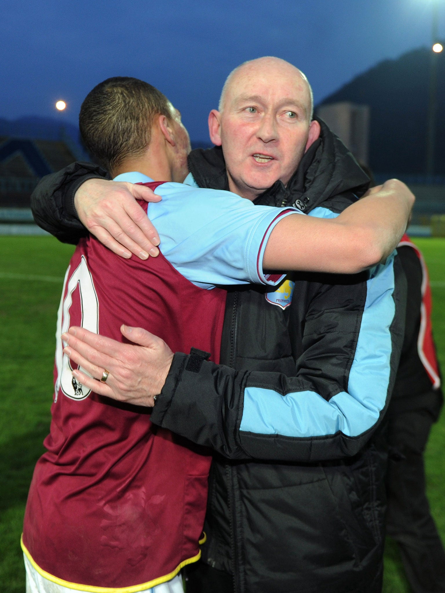 Happy: Villa U-19 manager Tony McAndrew celebrates the NextGen title