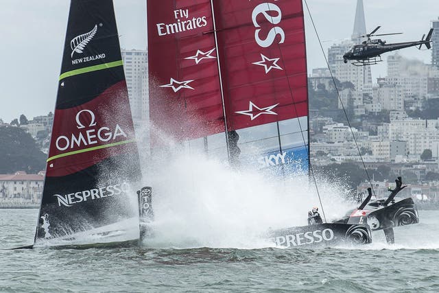 Emirates Team New Zealand, had to pull out of the second race as the complex hydraulic control system failed when they were leading comfortably