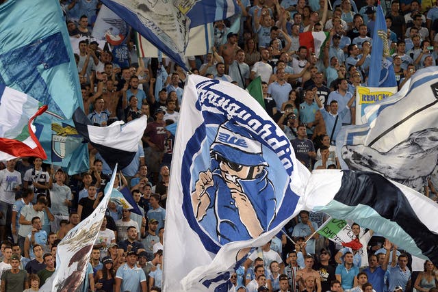Lazio fans pictured during the Supercoppa