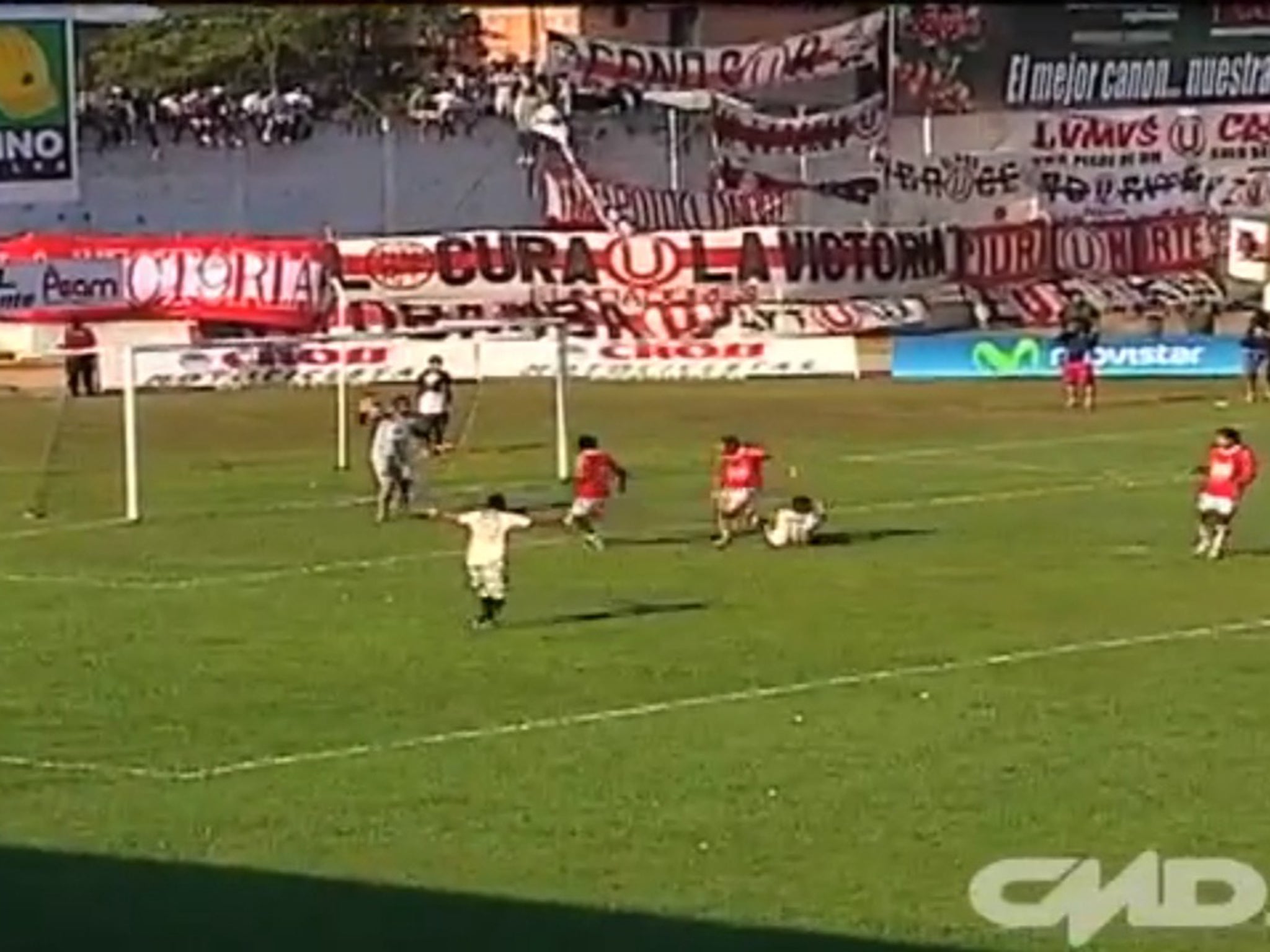 Peruvian footballer Renzo Reaños scores an embarrassing own goal