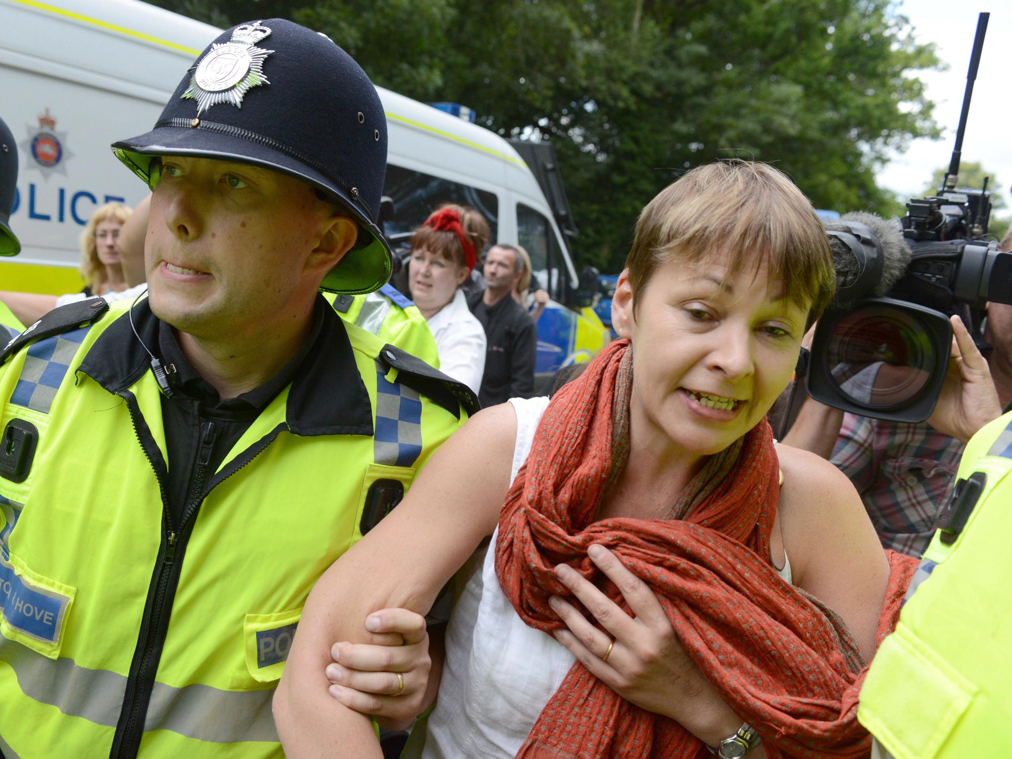 Green MP Caroline Lucas was arrested near Balcombe during the anti-fracking protests