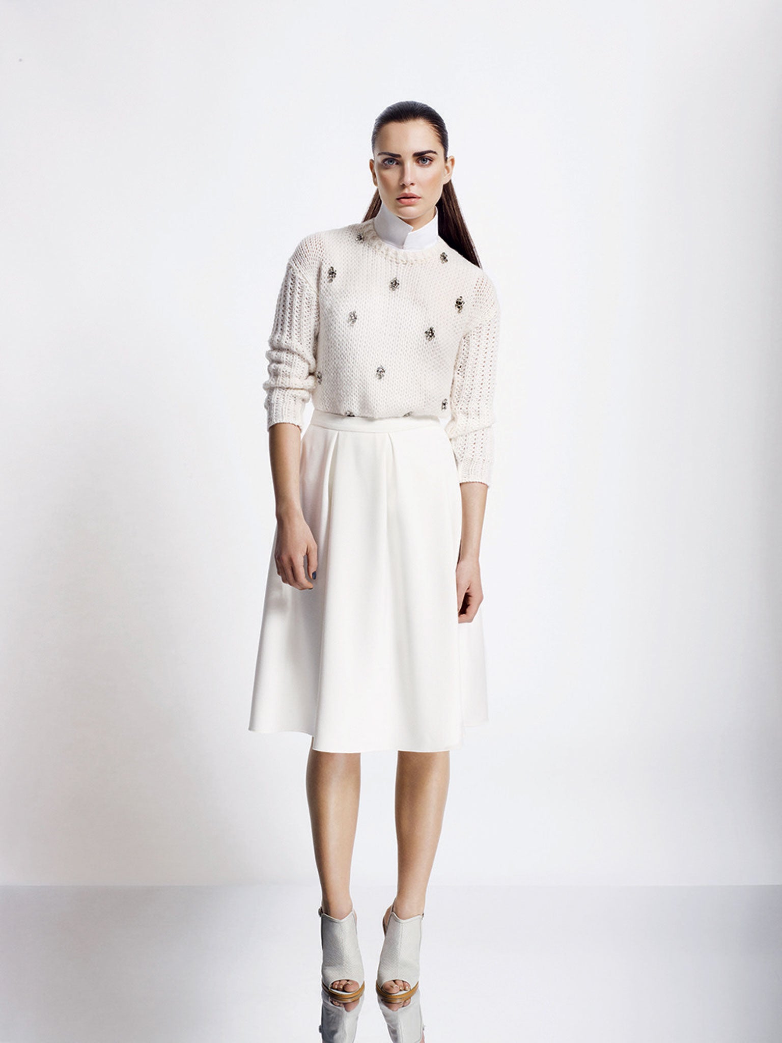 Jumper £35; shirt £25; skirt £30; boots £40; all by Dorothy Perkins; <a>dorothyperkins.co.uk</a>