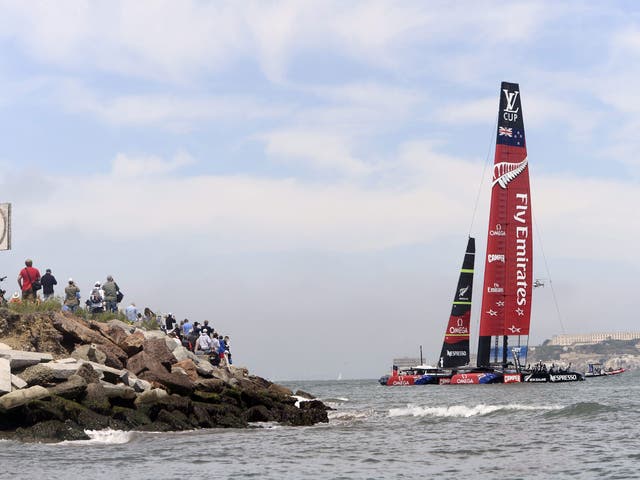 Emirates Team New Zealand prepares for its second race against Luna Rossa Challenge Team Italy