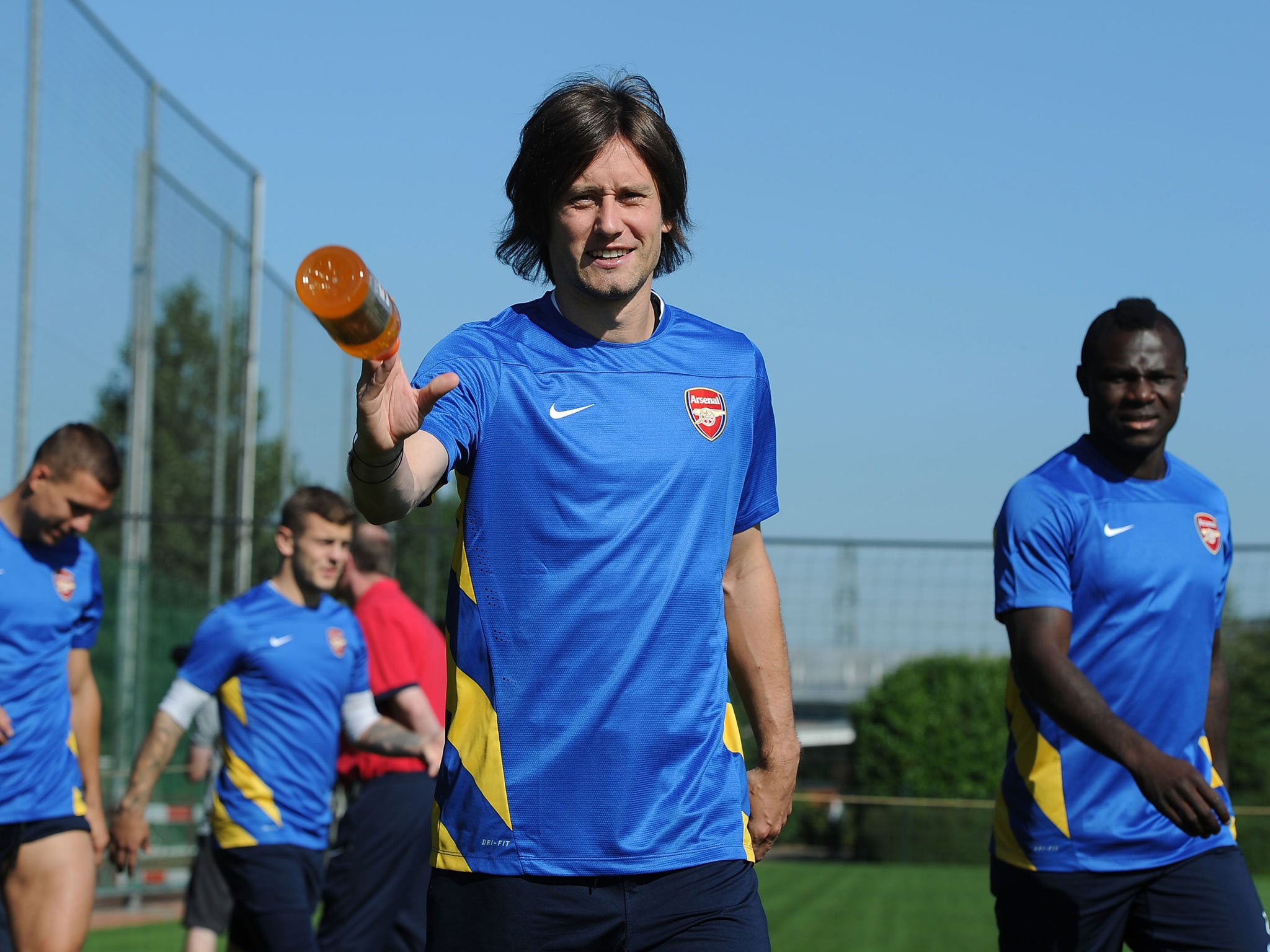 Tomas Rosicky trains with Arsenal