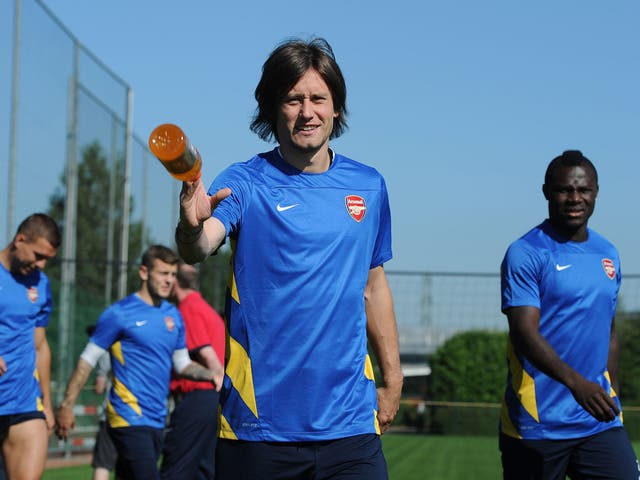 Tomas Rosicky trains with Arsenal 