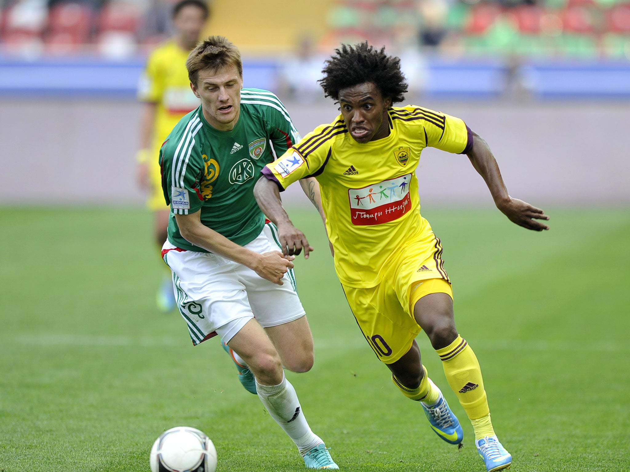 Willian (right) only joined Anzhi Makhachkala in January