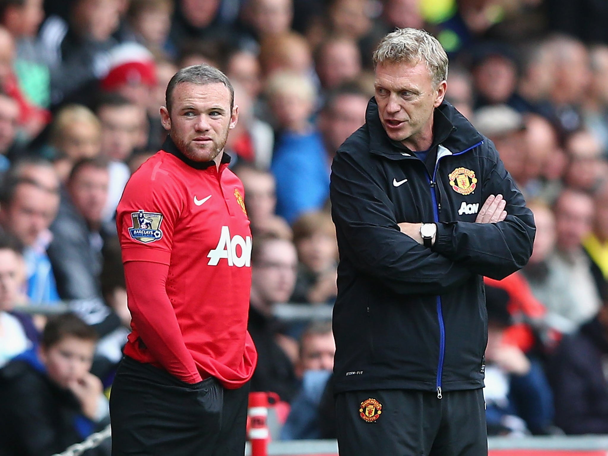 Wayne Rooney alongside David Moyes