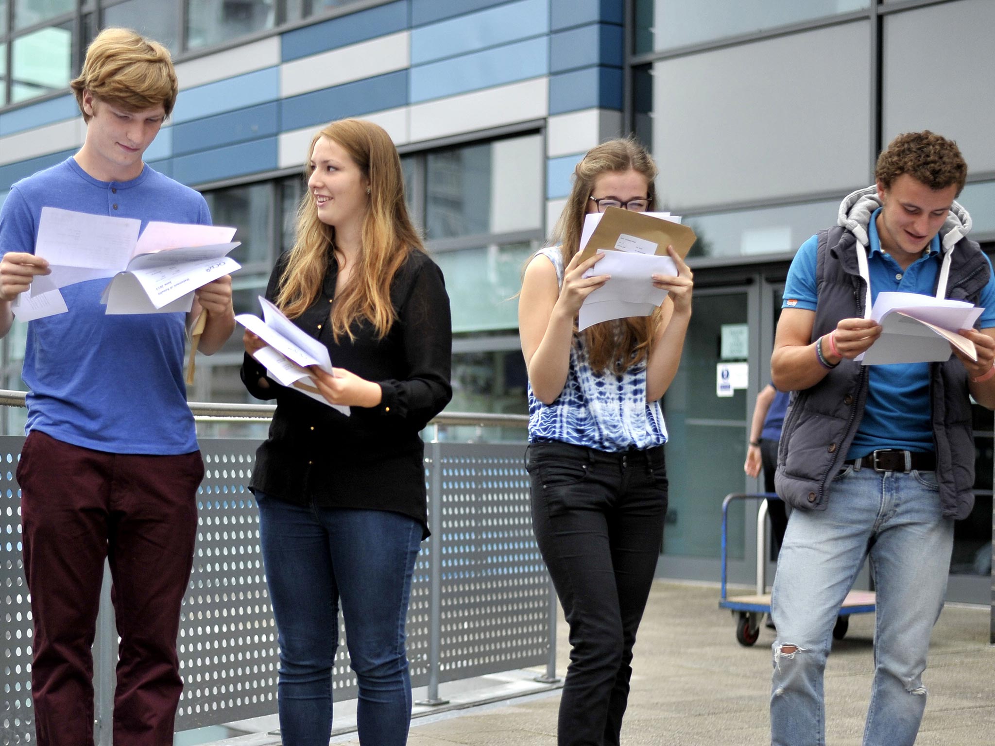 22 August 2013: Students open their GCSE results at St Mary Redcliffe and Temple in Bristol