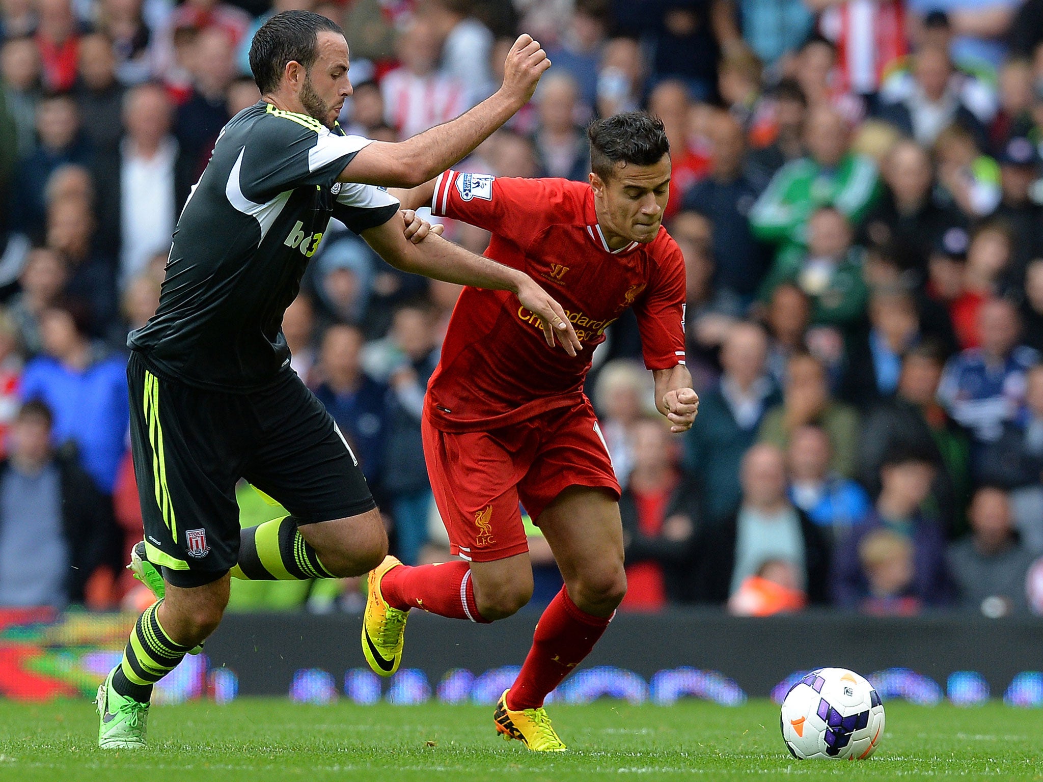 Coutinho in action against Stoke at Anfield
