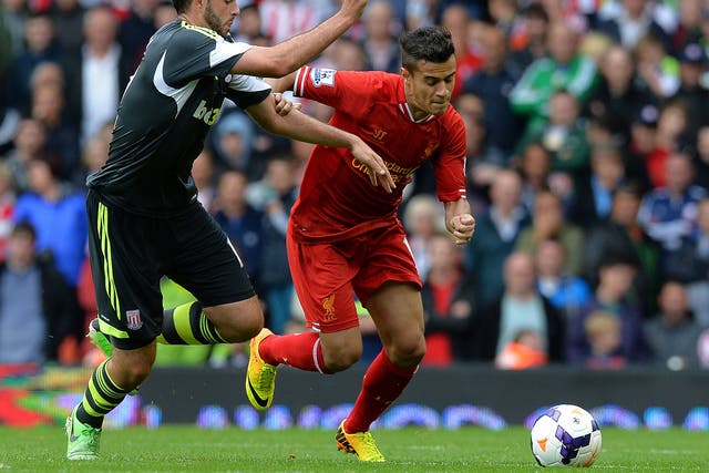 Coutinho in action against Stoke at Anfield