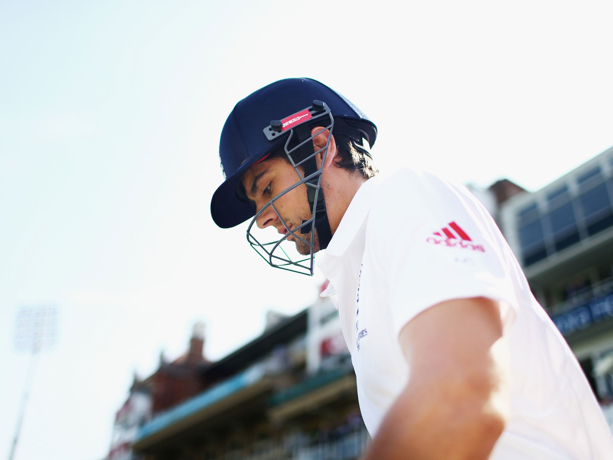 Alastair Cook comes out to bat