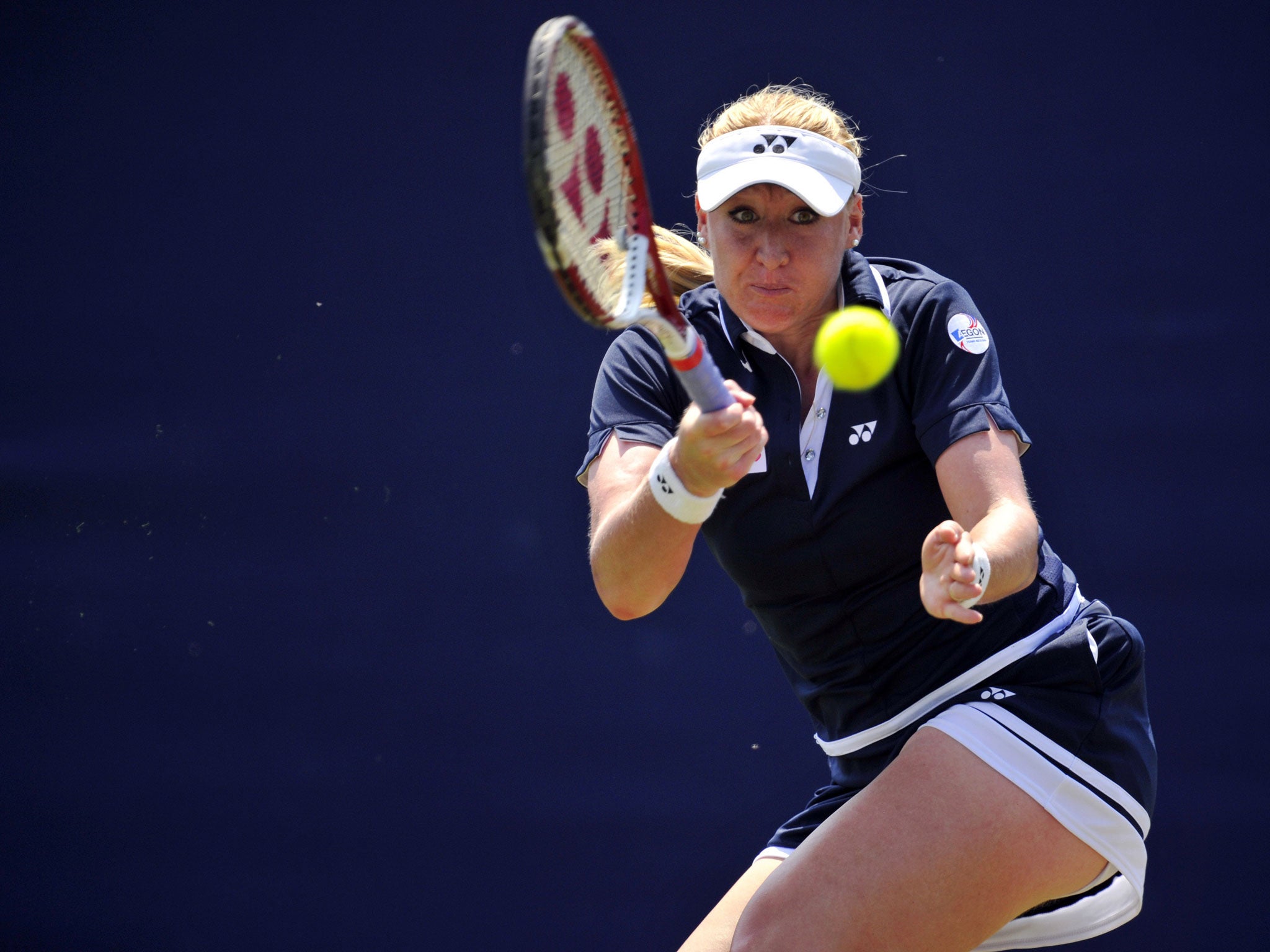 Elena Baltacha in action during qualifying for the US Open (AFP/Getty)