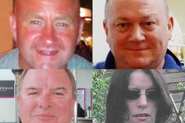 Victims of the helicopter crash, clockwise from top left: Duncan Munro, George Allison, Sarah Darnley and Gary McCrossan