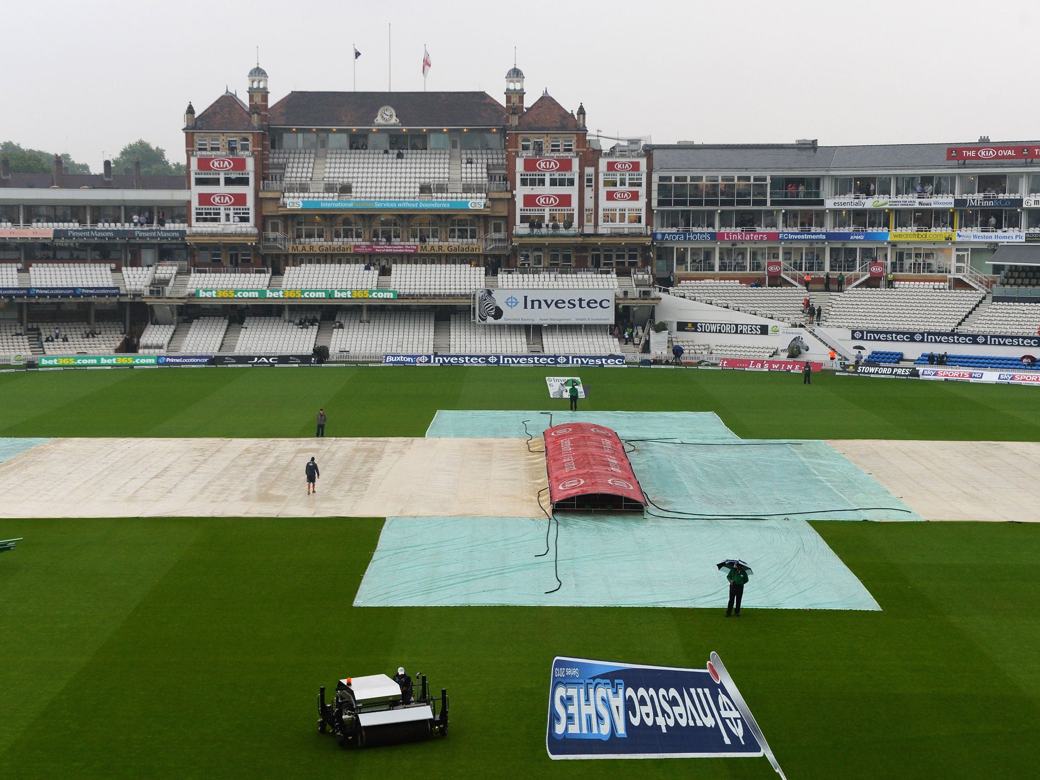 Dismal conditions ruined play at the Oval on the Day Four