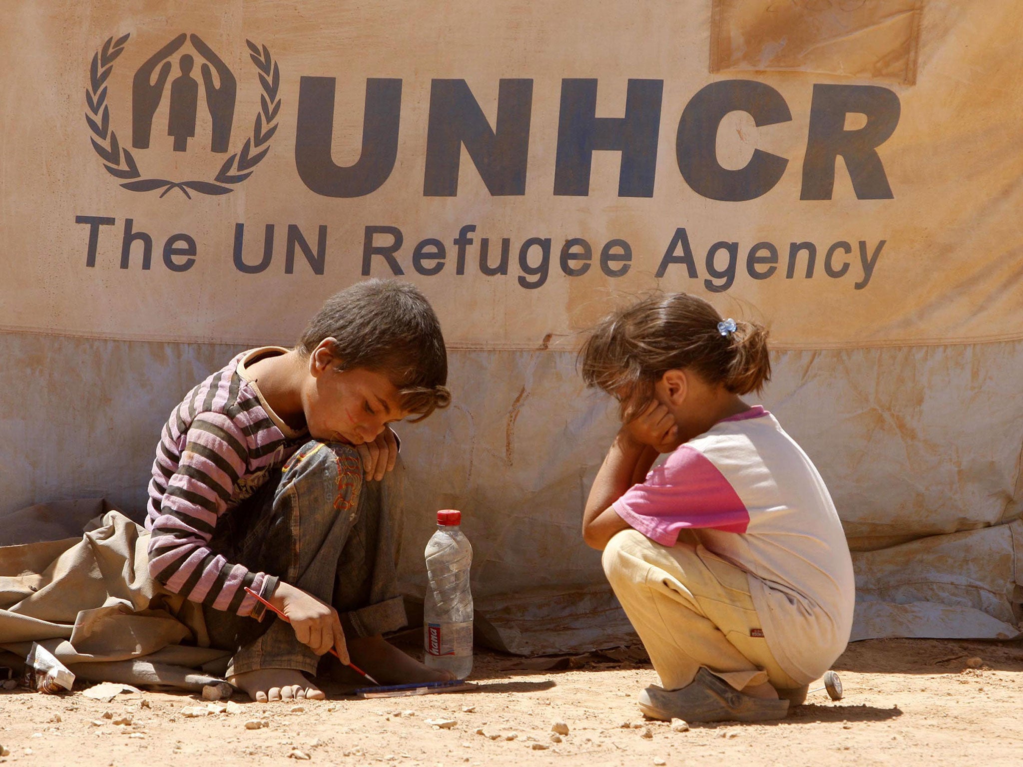 Syrian children at a refugee camp in Mafraq, Jordan