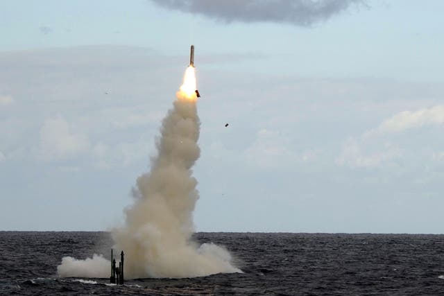 A Royal Navy submarine test fires a Tomahawk missile in 2011
