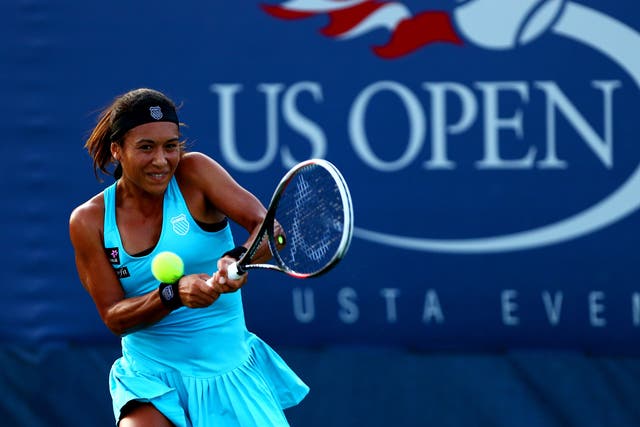 Heather Watson during her first round defeat to Simona Halep