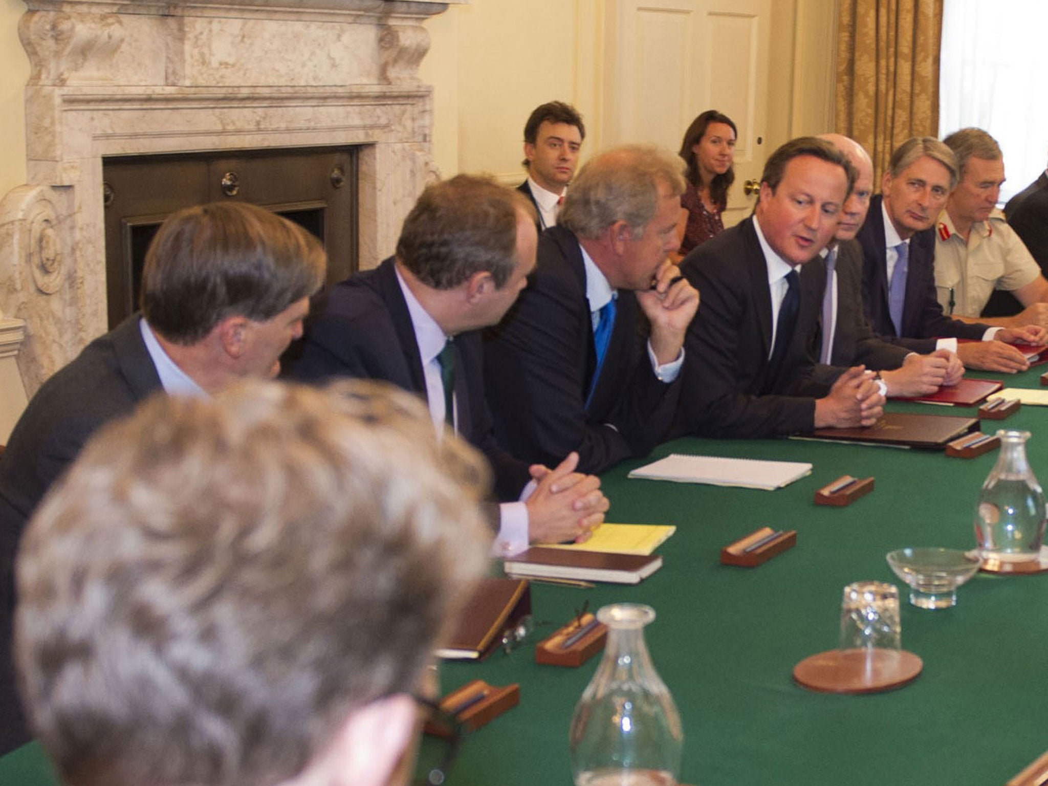 David Cameron chairs a meeting of the National Security Council at 10 Downing Street in central London to discuss a response to the situation in Syria