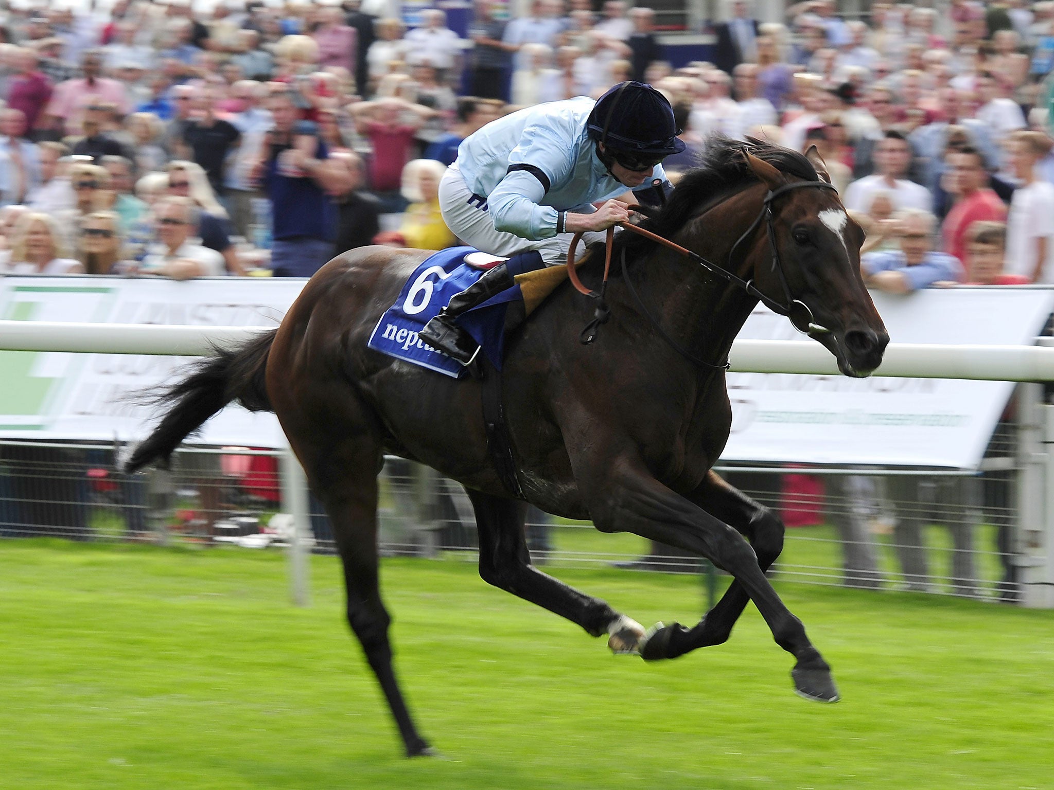 Telescope, ridden by Ryan Moore, wins the Neptune Investment Management Great Voltigeur Stakes at York
