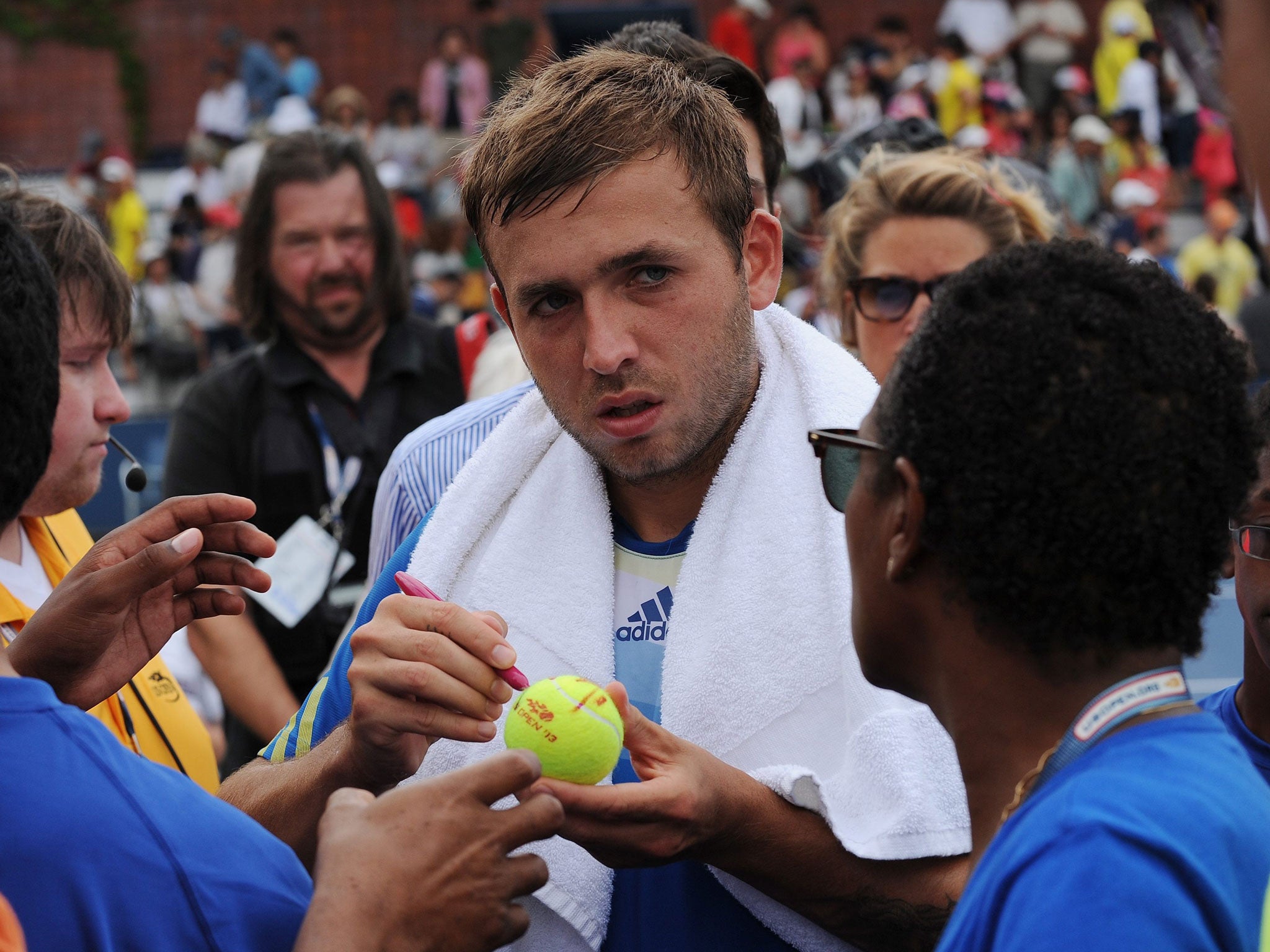 Briton Dan Evans signs autographs and soaks up the atmosphere at Flushing Meadows