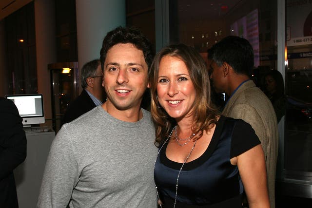Sergey Brin and his wife Anne Wojcicki attend the 23 and Me Spit party at the IAC Building on September 9, 2008 in New York City.