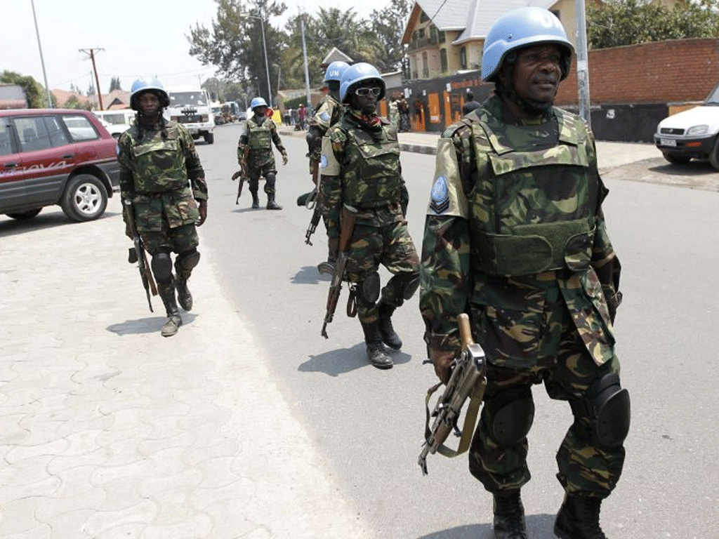 UN peacekeepers patrolling Congo's border with Rwanda in 2013
