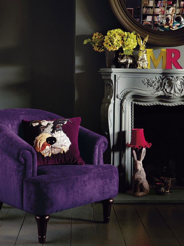 With a dark, autumnal colour palette and plenty of quirky touches, the Abigail Ahern Debenham's collection launches on 1 September. It includes this schnauzer cushion. £40, and a rather fine hare table lamp, £85, <a>debenhams.com</a>