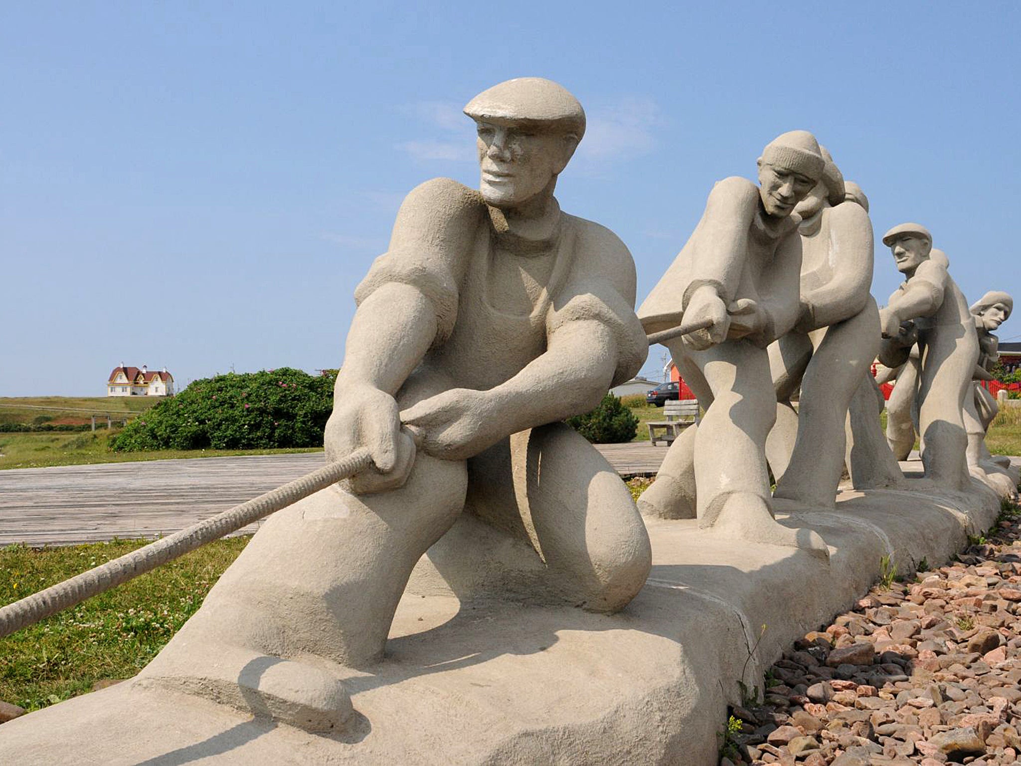Long haul: a sand sculpture honouring fishermen