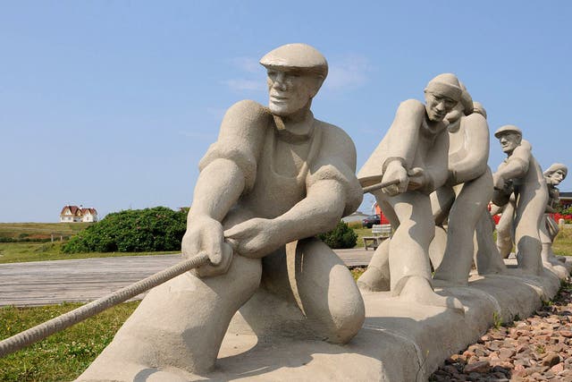 Long haul: a sand sculpture honouring fishermen