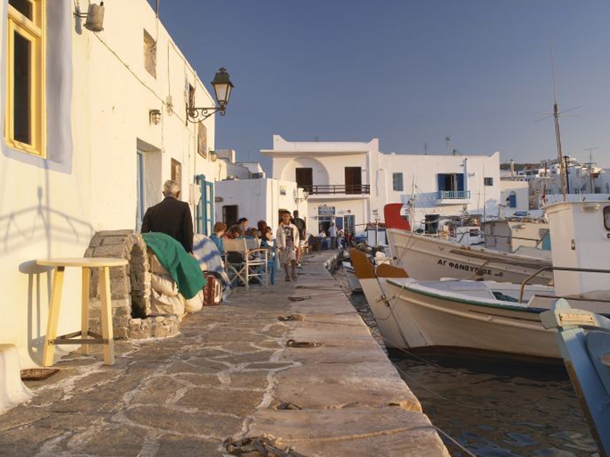 Sitting out on Paros's harbour