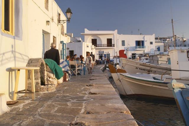 Sitting out on Paros's harbour