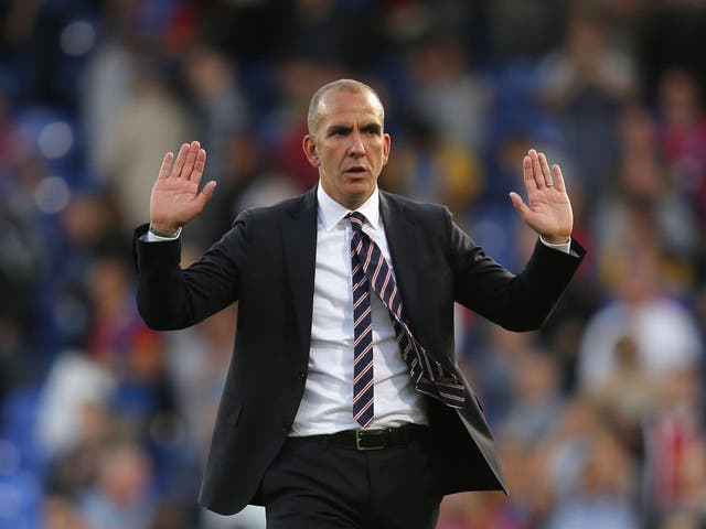 Paolo Di Canio gestures to Sunderland fans after his side's capitulation at Crystal Palace 