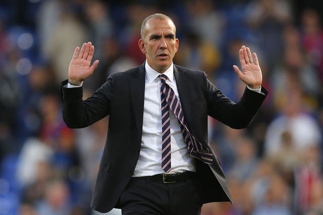Paolo Di Canio gestures to Sunderland fans after his side's capitulation at Crystal Palace 