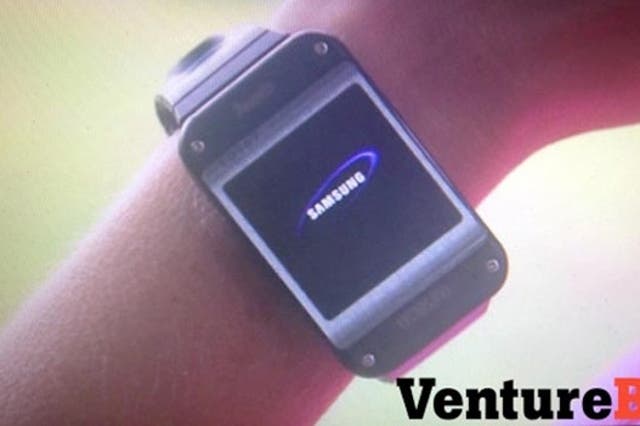 A leaked image purporting to be Samsung's new Galaxy Gear. Image credit: Venture Beat