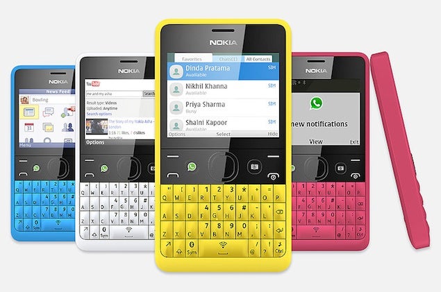 The Asha 210, with a qwerty keyboard and dedicated WhatsApp button. Launched in April this year, the 210 was aimed at developing markets with a browser that reduced data consumption by 90 per cent.