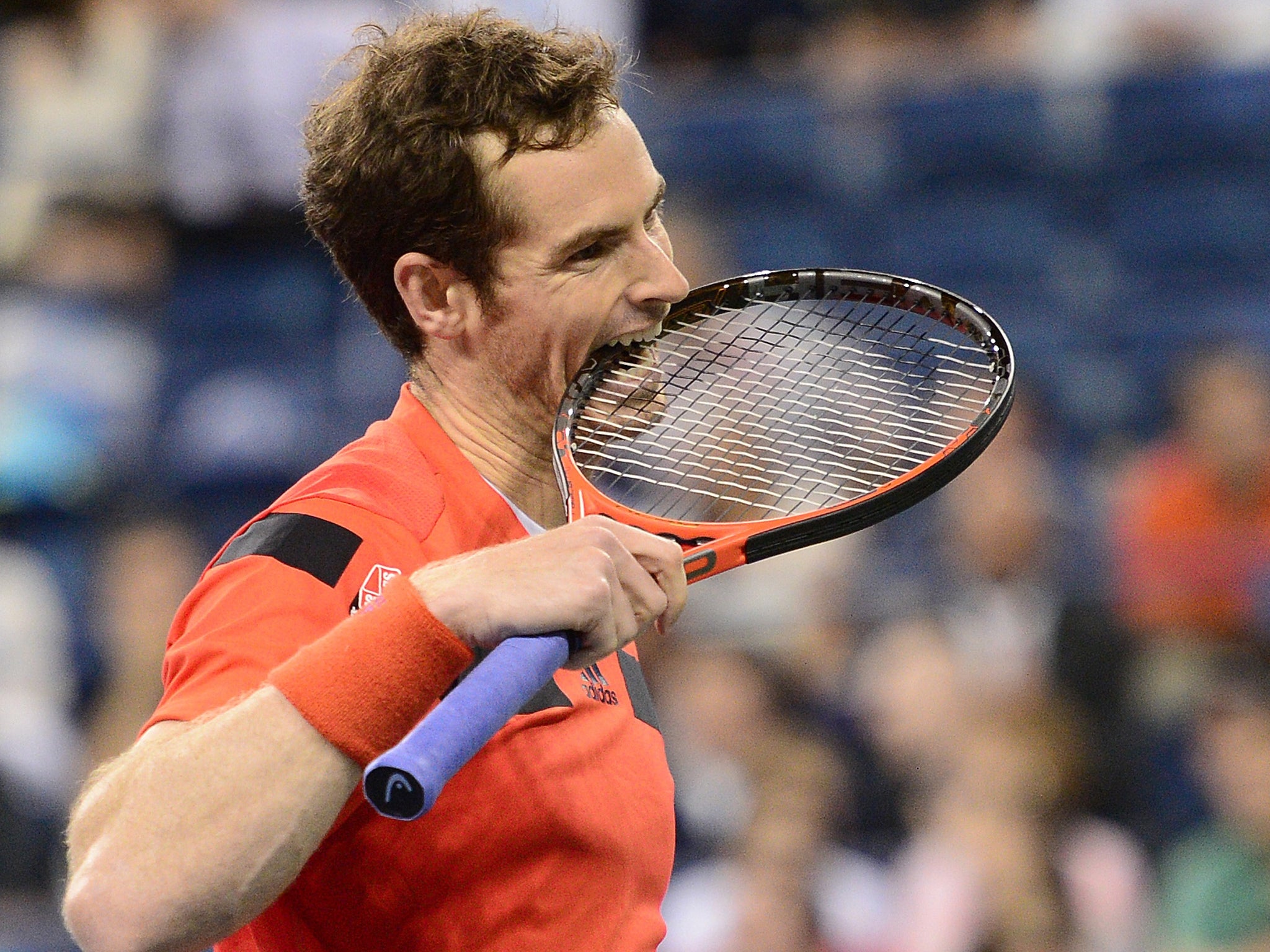 Andy Murray shows his frustration during his win over Denis Istomin