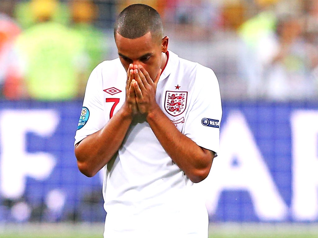 Theo Walcott, pictured responding to last year’s European Championship exit, has been typical of the national team’s fortunes of late