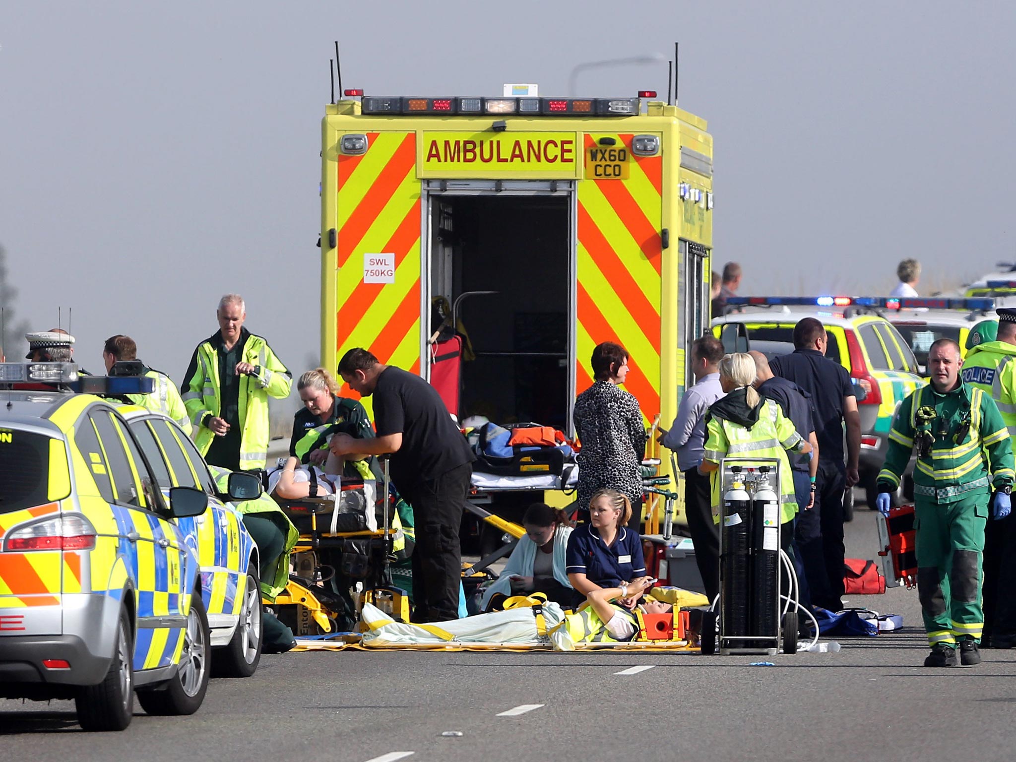 The scene on the London bound carriageway of the Sheppey Bridge