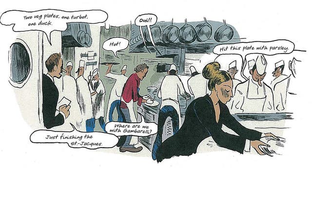 Illustration by Christophe Blain about Alain Passard's restaurant L’Arpège