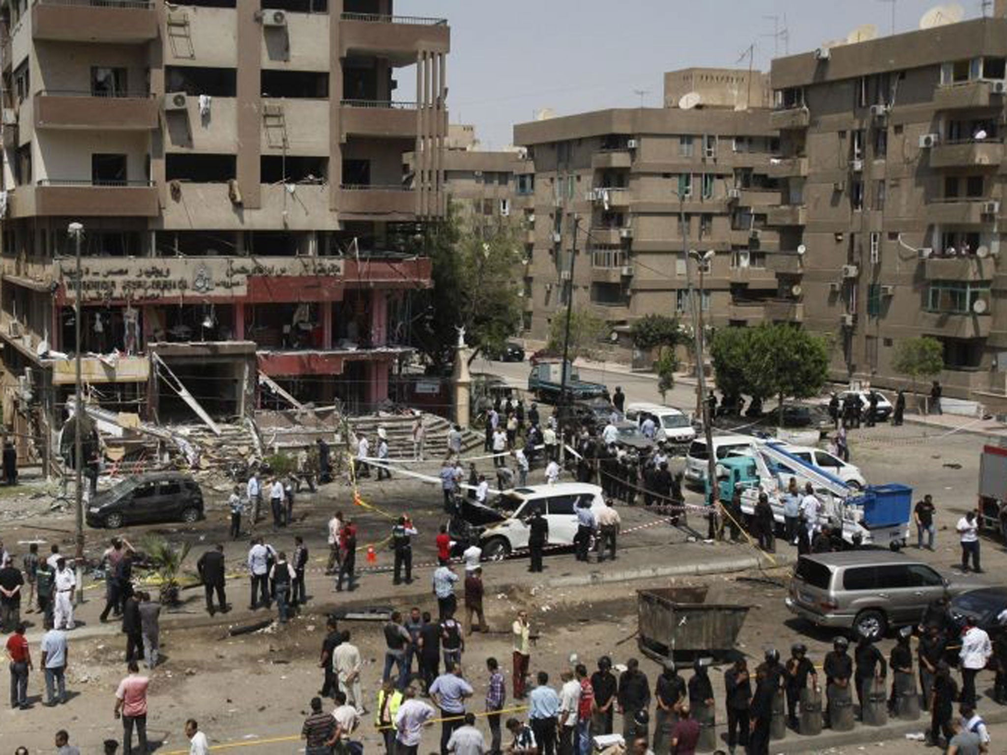 Police cordon off a large area around the blast site