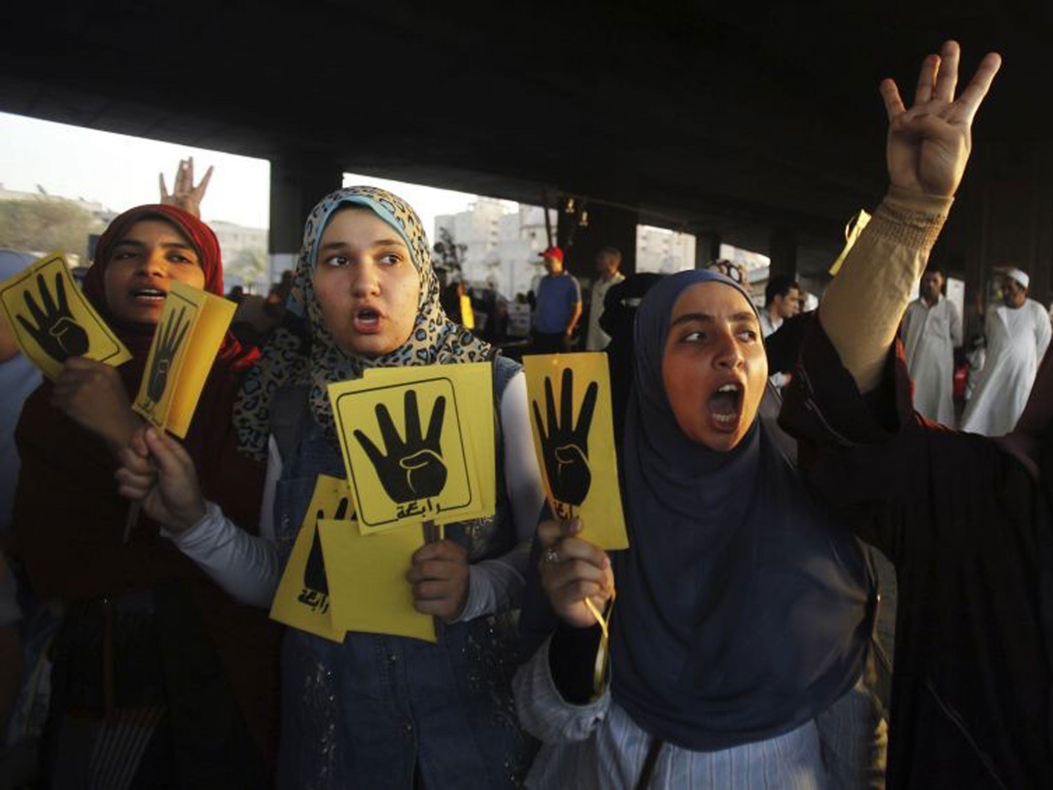 The "four" or "Rabaa" sign protesting the 14 August massacre