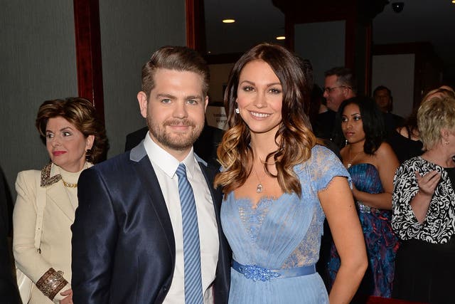 Jack Osbourne and his wife Lisa Stelly pictured in May: The couple have announced they suffered a 'late-term miscarriage' last week.