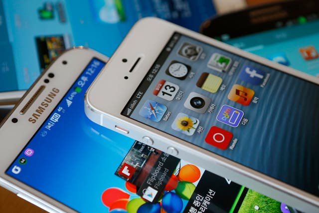An iPhone 5 and Galaxy S4. 
