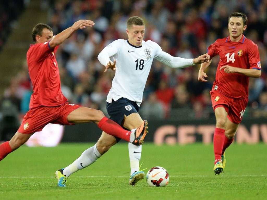 England’s Ross Barkley makes headway against Moldova