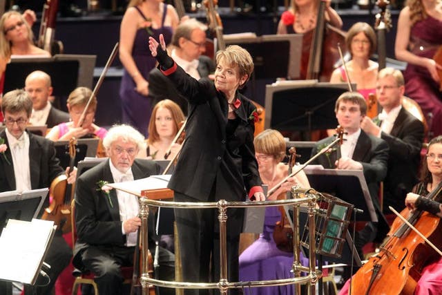 First lady: Marin Alsop conducts the Last Night of the Proms yesterday