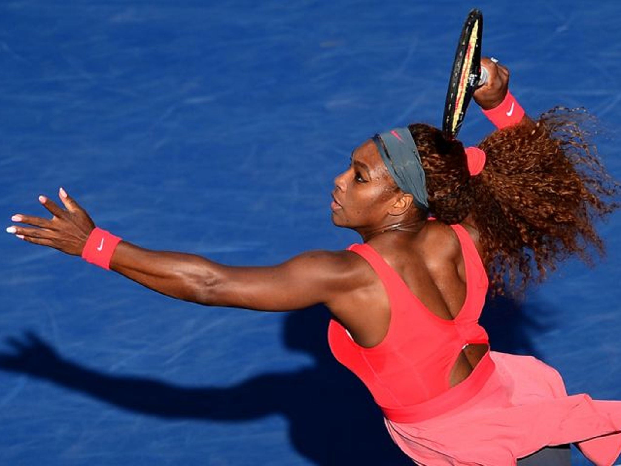 Pink lady: Serena Williams has not lost a set in the US Open and is the clear favourite to win today’s final