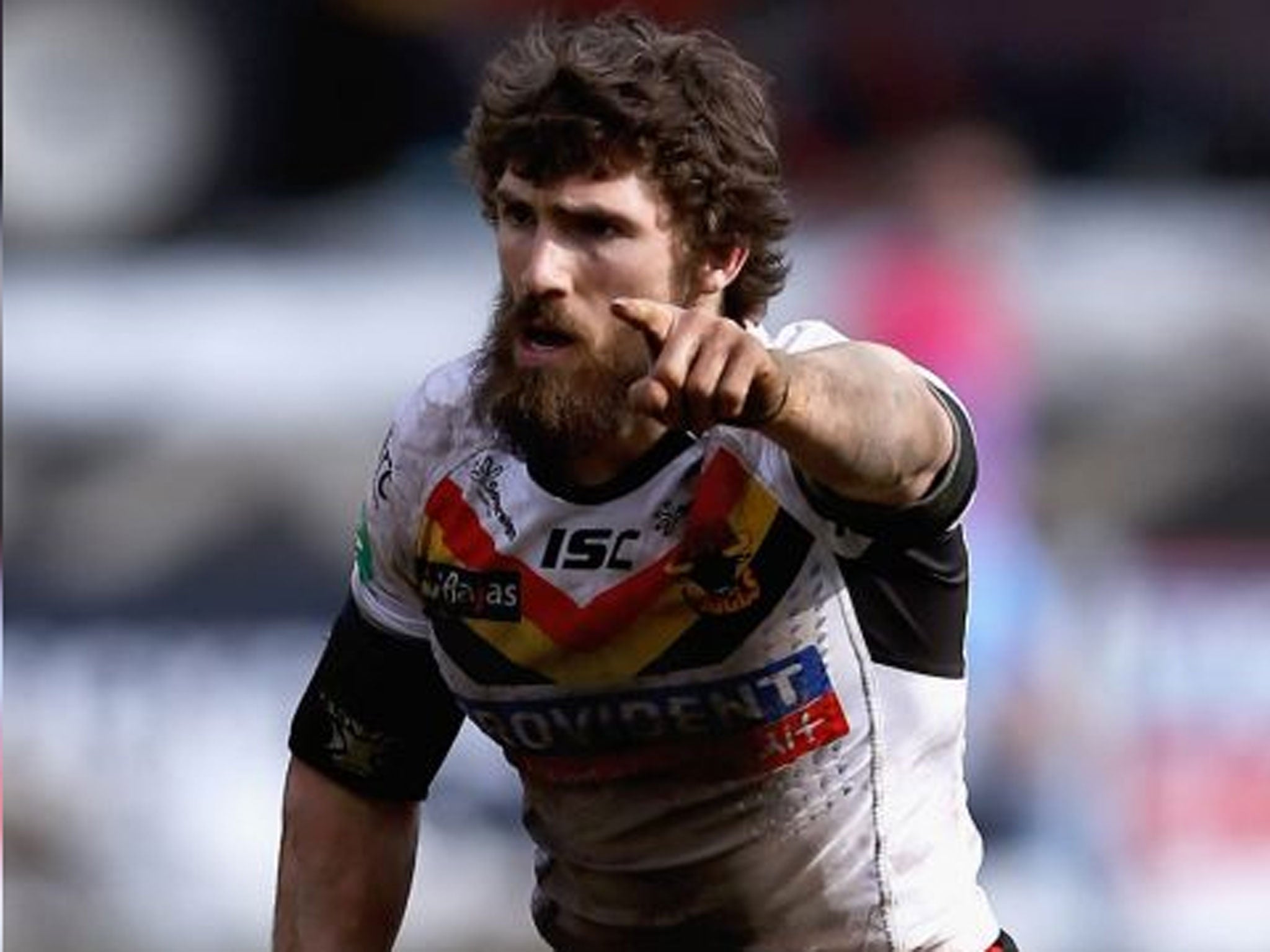 Pointing four-ward: Jarrod Sammut ran in a quartet of tries for the Bull