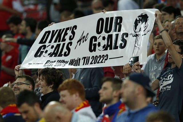 On message: Fans hold up a banner of support at England’s game against Moldova at Wembley on Friday
