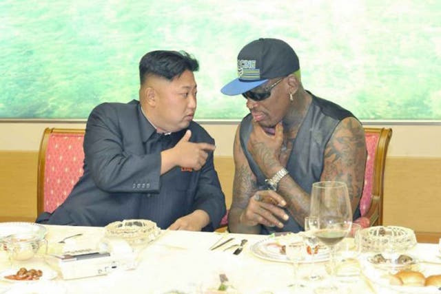 North Korean leader Kim Jong-un meets with former NBA star Dennis Rodman in Pyongyang 7 September 2013