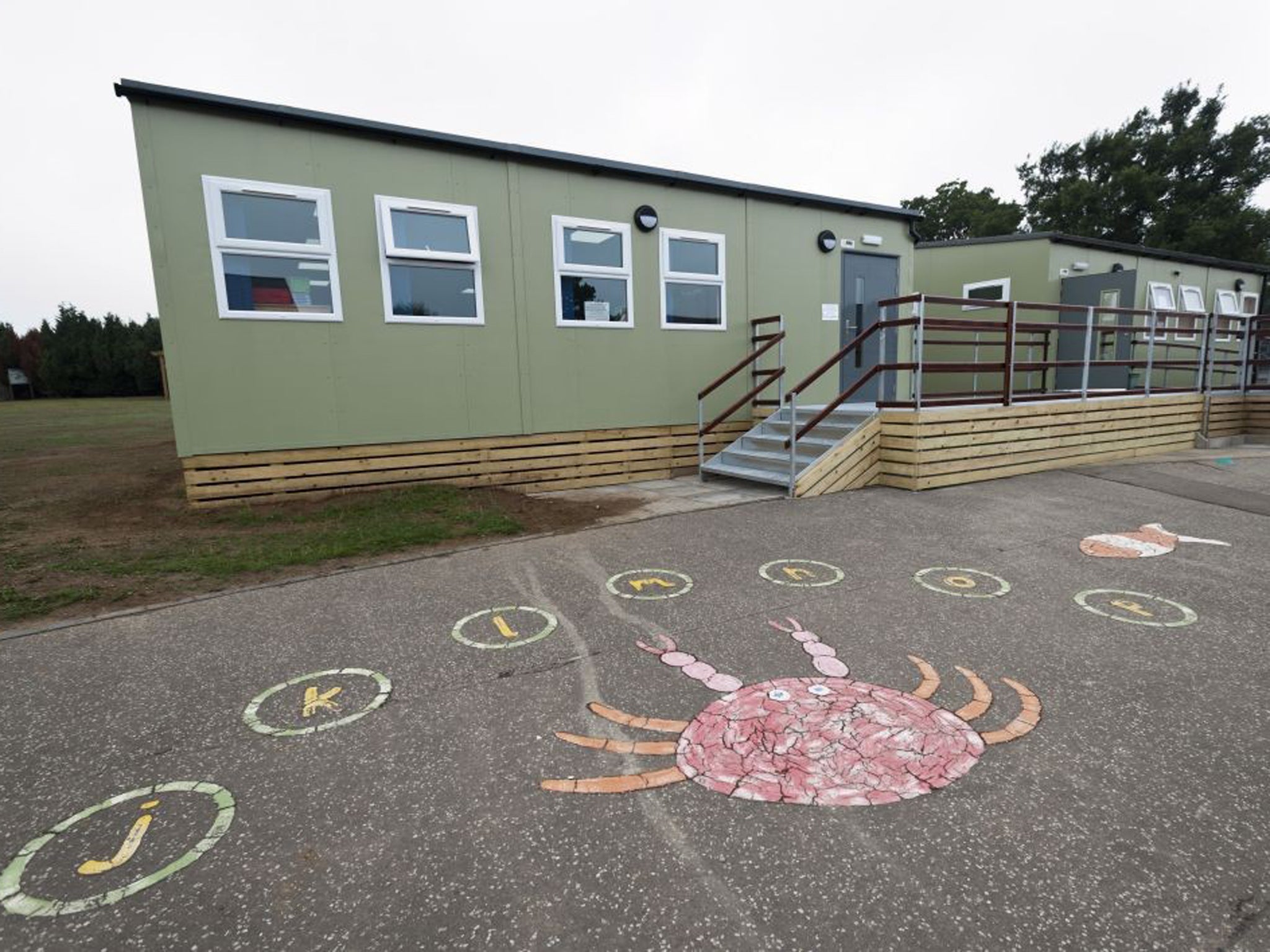 Costessey Infants School in Norwich where new temporary classrooms have been installed